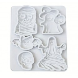 MOLDE SILICONA 5 HALLOWEEN THINGS CUTE