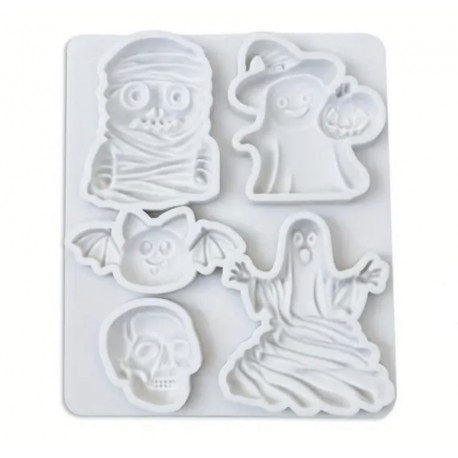 MOLDE SILICONA 5 HALLOWEEN THINGS CUTE