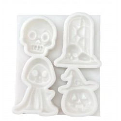 MOLDE SILICONA 4 HALLOWEEN THINGS CUTE