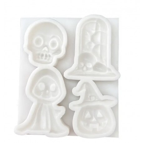 MOLDE SILICONA 4 HALLOWEEN THINGS CUTE