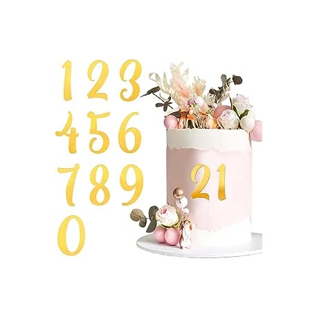 SET 10 TOPPER NUMEROS ORO ESPEJO FRENTE