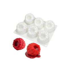 MOLDE SILICONA PROFESIONAL 6 FRAMBUESAS GIGANTES 3D
