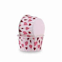 50 CAPSULAS BAKING CUPS BLANCAS CON CORAZONES AZUCREN
