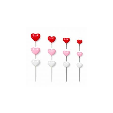 PACK 30 CORAZONES BURBUJAS TOPPER DECORACION ROJO ROSA Y BLANCO