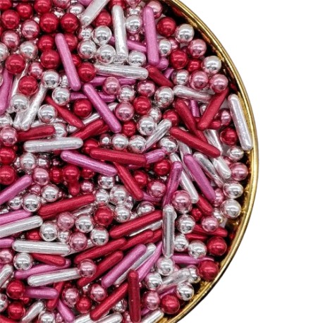 SPRINKLES RADIANT PINK CANDY RODS MIX AZUCAR PASTRYCOLOURS 65 GR