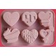 MOLDE SILICONA 6 CORAZONES DECORADOS