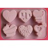 MOLDE SILICONA 6 CORAZONES DECORADOS