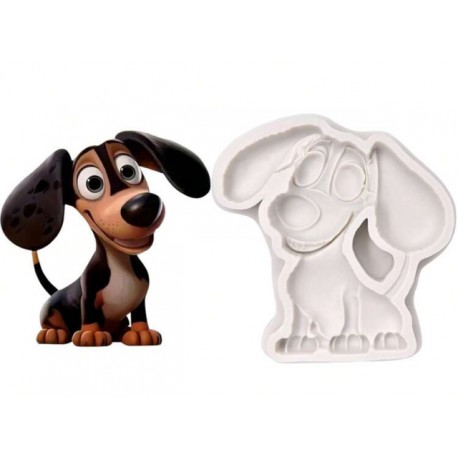 MOLDE SILICONA PERRO SALCHICHA CARTOON 2D