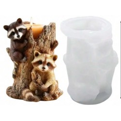 MOLDE SILICONA MAPACHES EN ARBOL 3D