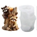 MOLDE SILICONA MAPACHES EN ARBOL 3D