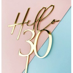 TOPPER HELLO 30 ORO ESPEJO