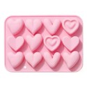 MOLDE SILICONA 12 CORAZONES DECORADOS