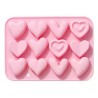 MOLDE SILICONA 12 CORAZONES DECORADOS