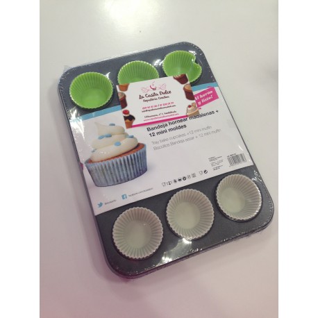 BANDEJA 12 MINICUPCAKES + 12 CAPSULAS SILICONA