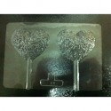MOLDE PVC 2 PIRULETAS CORAZON 3D CON ROSAS