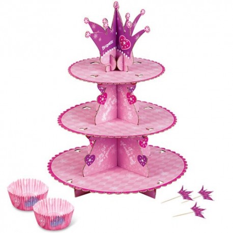 STAND 24 CUPCAKES + 24 CAPSULAS + 24 TOPPERS PRINCESAS