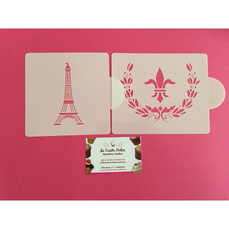 SET 2 STENCIL PARIS Y FLOR DE LIS