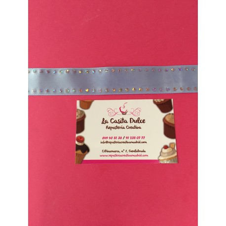 CINTA RASO AZUL Y BRILLANTES