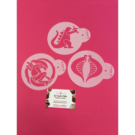 SET 3 STENCIL ALIEN VS PREDATOR, GIJOE Y GOZILLA