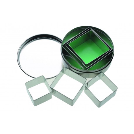 SET 6 CORTADORES CUADRADOS METAL EN LATA KC