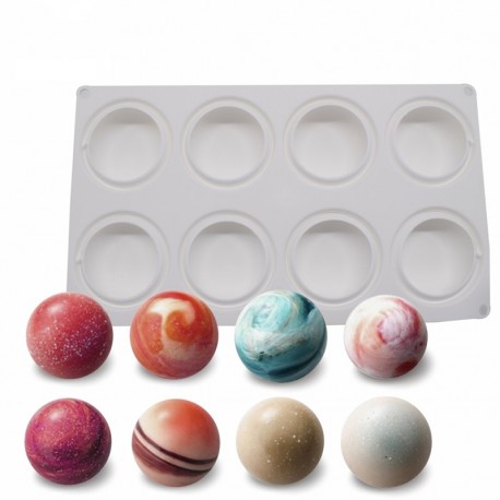 MOLDE SILICONA PROFESIONAL 8 ESFERAS SEMI COMPLETAS