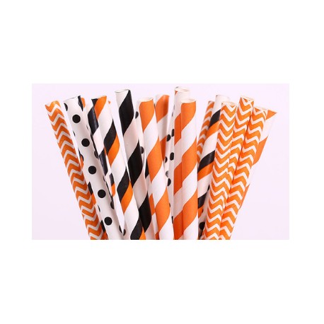 25 PAJITAS PAPEL MIX HALLOWEEN