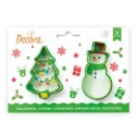 SET 2 CORTADORES NAVIDAD MUÑECO DE NIEVE Y ARBOL DECORA