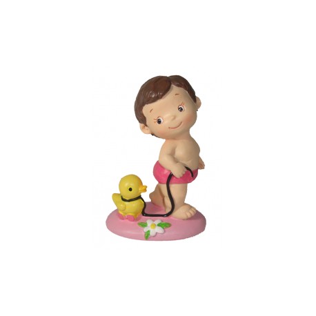 FIGURA BEBE NIÑA BAUTIZO CON PATITO