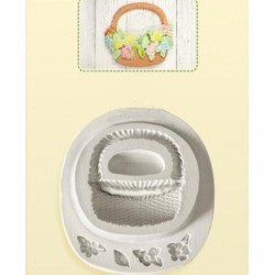 MOLDE CESTA CON FLORES