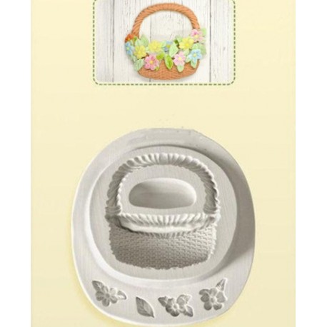 MOLDE CESTA CON FLORES