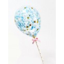 GLOBO CON CONFETTI ORO AZUL PARA TARTAS