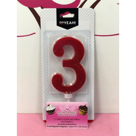 VELA Nº 3 GIGANTE GLITTER