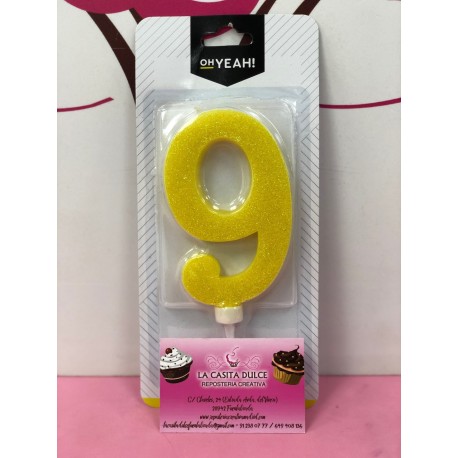 VELA Nº 9 GIGANTE GLITTER