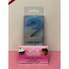 VELA Nº 2 AZUL Y PLATA GLITTER