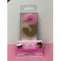 VELA Nº 3 ROSA Y ORO GLITTER