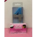 VELA Nº 4 AZUL Y PLATA GLITTER
