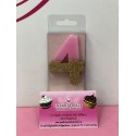 VELA Nº 4 ROSA Y ORO GLITTER