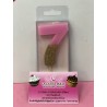 VELA Nº 7 ROSA Y ORO GLITTER