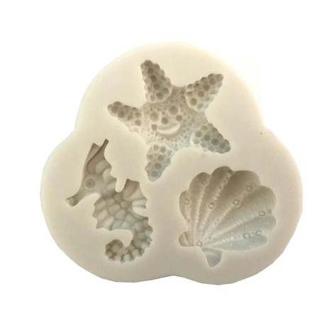 MOLDE ESTRELLA DE MAR CABALLITO DE MAR Y CONCHA CUTE