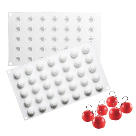 MOLDE DE SILICONA PROFESIONAL 35 MINI ESFERAS SEMI COMPLETAS